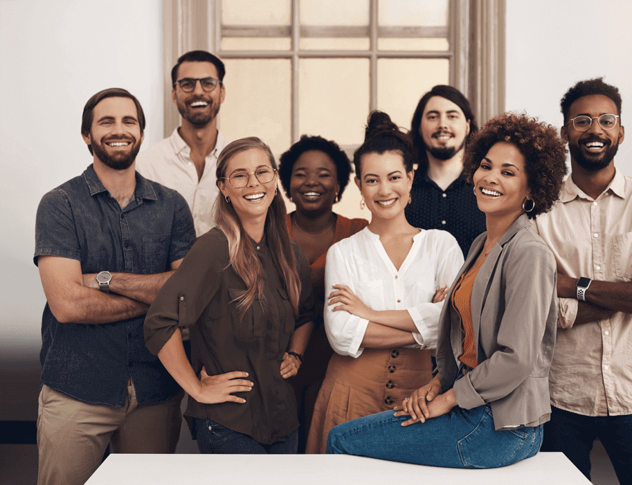 Group of happy diverse coworkers