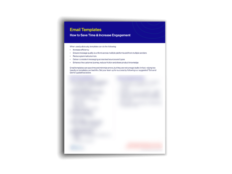Mockup of white paper titled "How to Save Time & Increase Engagement with Email Templates"