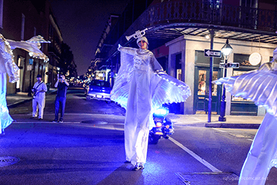 outdoor show of dancing in costumes in street