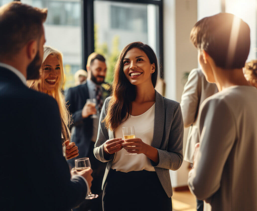 A group of smiling event attendees