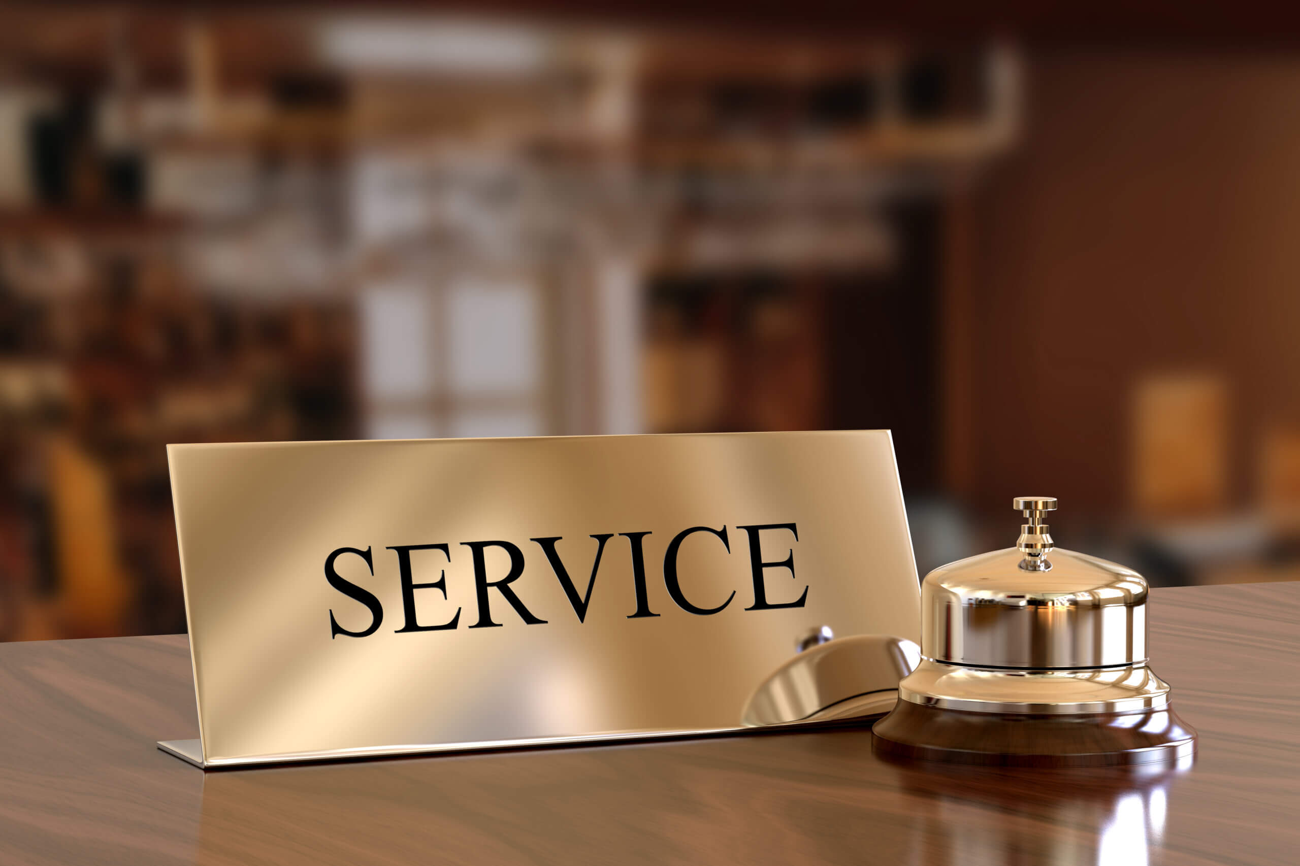 Service bell on hotel reception desk