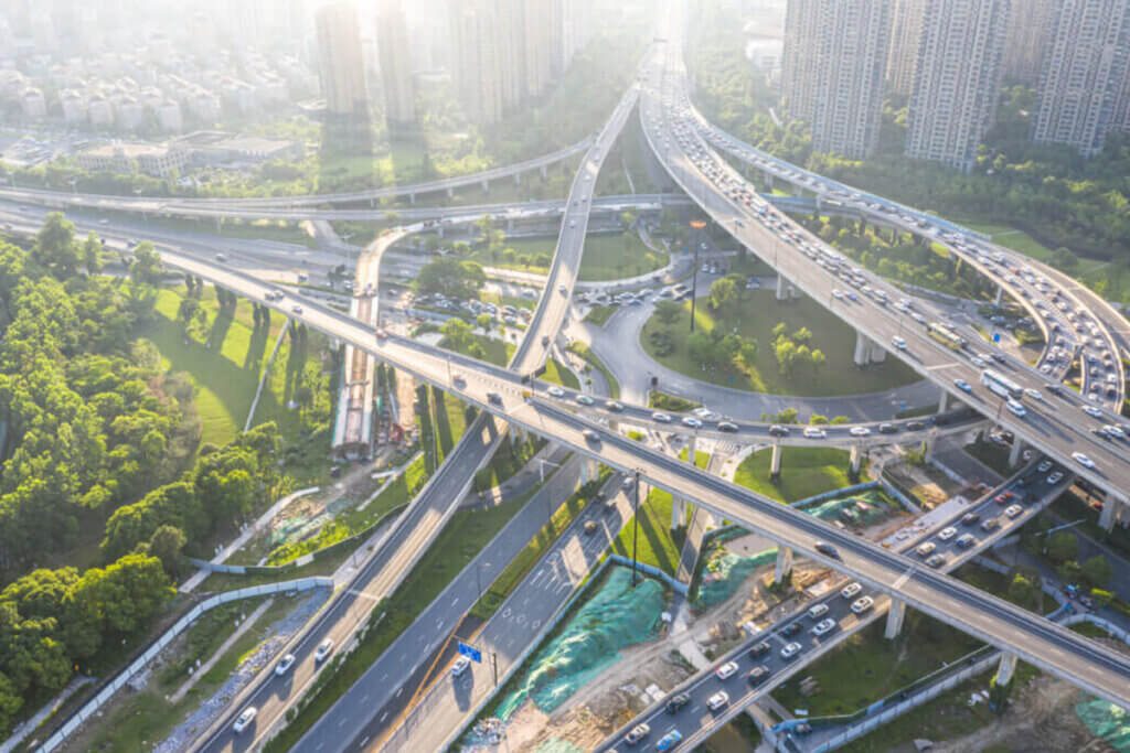aerial view of highway
