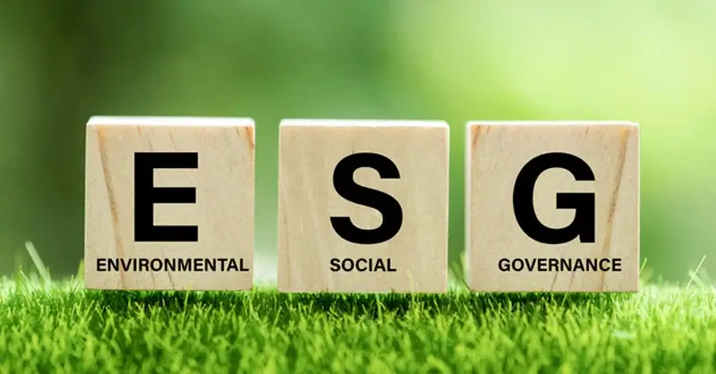 Scrabble tile pieces for the letters E, S, and G, the acronym for Environmental Social Governance.