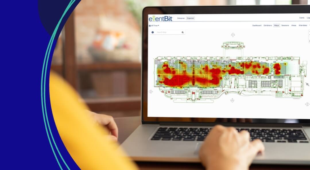 computer screen showing heat map from trade show floor